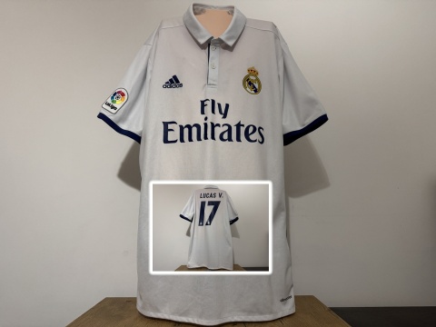 KOSZULKA Real Madryt (Hiszpania) 2016/17 home #17 Lucas Vazquez Adidas L